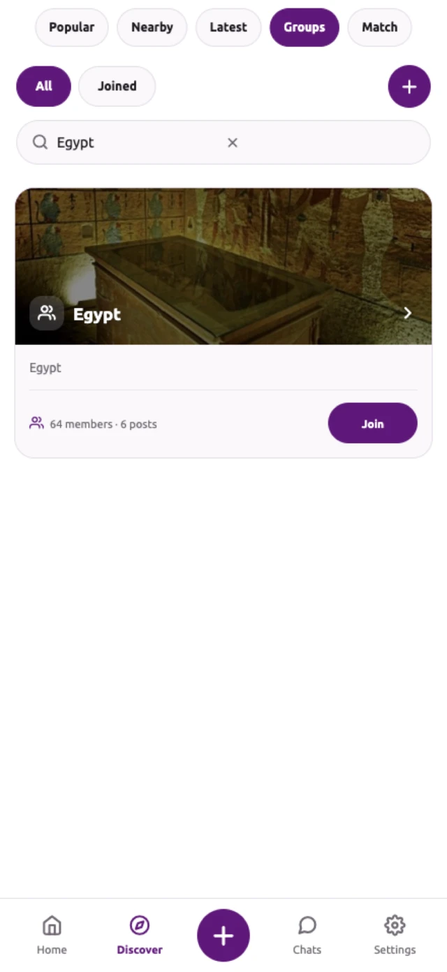 anony Groups screen